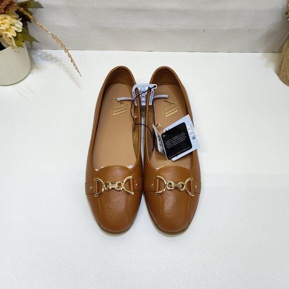 Aerosoles Big Ben Buckle Ballet Flats 11W Cognac Faux Leather Diamond Flex Sole - Picture 5 of 9